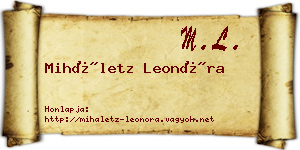 Miháletz Leonóra névjegykártya